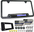 Police Thin Blue Line License Plate Frame- Patriotic Carbon Fiber Car Tag Holder, American Flag Black Aluminum Bracket with Screw, Cap Covers, Dec...