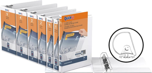 QuickFit View Binder, 5/8 Inch, Round Ring, White (88000)...