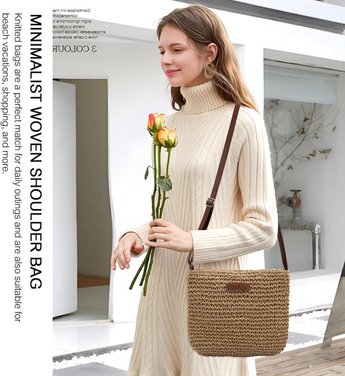 Straw Clutch Bags for Women Shoulder Bag Crossbody Bag Summer Beach Straw Bag Hand-Woven...