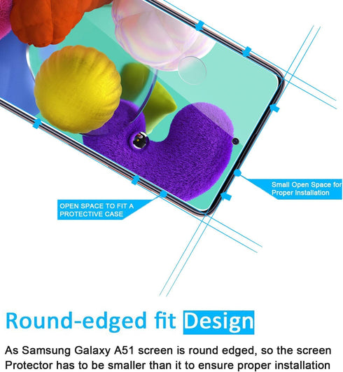 NEW'C [3 Pack Designed for Samsung Galaxy A51 Screen Protector Tempered Glass, Case Friendly Anti Scratch Bubble Free Ultra Resistant......