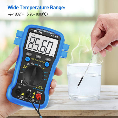 BTMETER BT-39C True RMS Multimeter, Auto Range Digital Avometer 6000 Counts Accurate Measures AC/DC Amps, Volts, Ohms, Capacitance,Frequency with ...