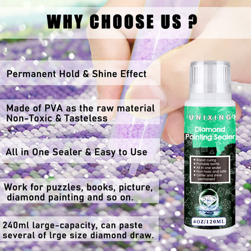 2 Pack Diamond Painting Sealer 5D Diamond Painting Glue, Diamond Art Glue Sealer for Shine Effect & Permanent Hold, Sealer for Diamond Painting an...