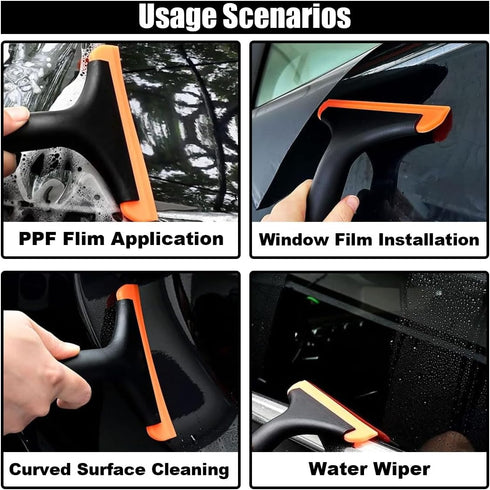 Car Flexible Silicone Squeegee, 5.9" Blade and 7.5" Long Handle Scraper, Auto Water Blade, Water Wiper for Car Window Windshield Mirror Bathroom G...