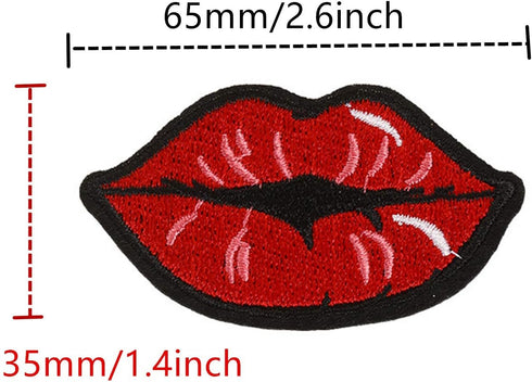 MIAO JIN 30 Pcs Red Kiss Lips Embroidered Patch Iron on Sewing Applique Stickers Patch Clothes Jeans Jackets Hat Bag DIY Decoration Patches...