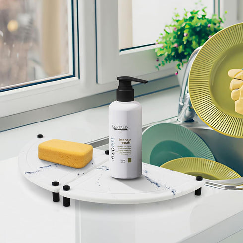 Sink Caddy Instant Dry Sink Organizer, Diatomite Stone Sink Tray, Fast Drying Stone Sink Organizer Kitchen Bathroom Countertop Minimalism...