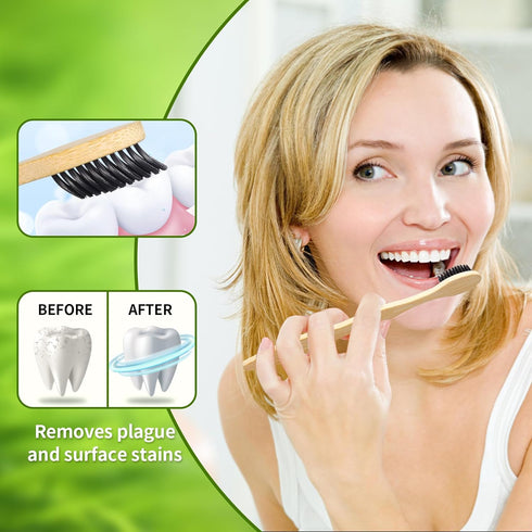 Bamboo Toothbrushes (10Pack),BPA Free Soft Bristles Toothbrushes,Natural Wood Toothbrushes Bulk, Reusable Travel Toothbrushes...