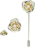 Crystal Alloy Rose Flower Lapel Pins Button Pin Groom Boutonniere for Wedding Floral Brooch Pin Set for Women Men...