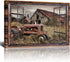 Fimtise Barn Pictures Wall Decor Old Tractor Farmhouse Canvas Painting Barn Wall Decor Framed Country Posters Home for Living Room Bedroom Bathroo...
