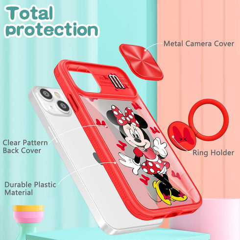 Joyleop (2in1 for iPhone 14 Case Cartoon Cute for Girls Women Teen Kids Girly Phone Covers Fun Unique Kawaii Pattern Design with Slide Camera Cove...