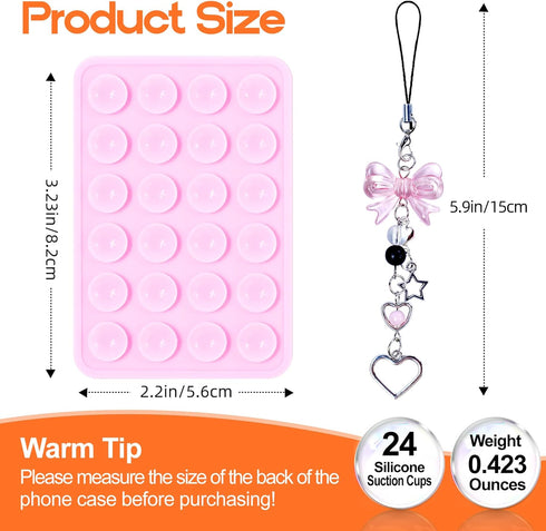 2Pcs Silicone Suction Phone Case Adhesive Mount, Anti-Slip Hands-Free Phone Holder, Sticky Phone Grip Compatible with iPhone and Android Cases for...