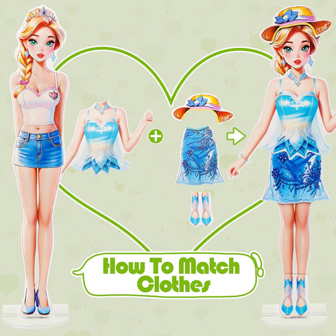 Magnetic Dress Up Dolls, Magnetic Princess Dress Up Paper Dolls, Magnetic Dress Up Dolls for Girls Ages 4-7 Learning Created Imagine Set Birthday ...