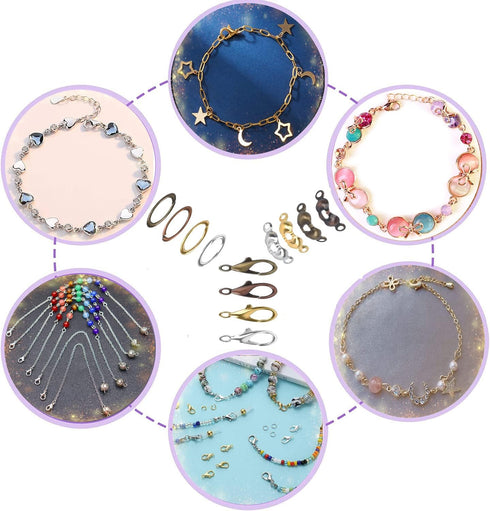 Olylkx 720pcs Lobster Claw Clasps, Bead Tips Knot Covers, Open Jump Ring Connectors, Jewelry Making Accessories Set (12 Styles)...