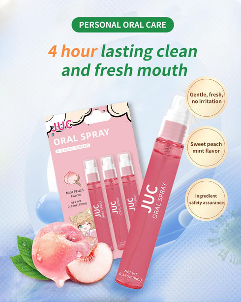 3 Count Mint Breath Spray Mouth Spray Breath Freshener Oral Care for All Ages 0.33OZ (10ML) Mint Peach Flavor...