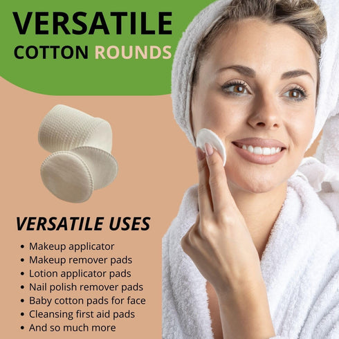 Cotton Rounds Makeup Remover Pads – Pack of 100 – Lint Free Eco-Friendly & Compostable – Use as Makeup Applicator, Nail Polish Remover, or Baby Ca...