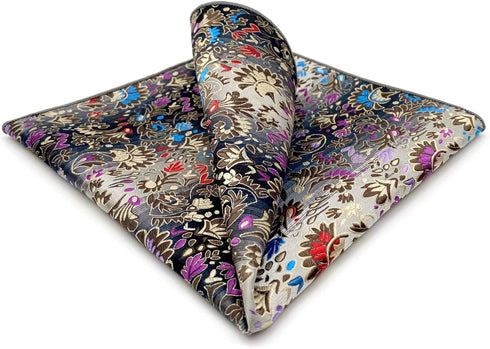 SHLAX&WING Floral Multicolor Silk Pocket Square Mens Hankies Hanky...