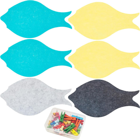 6 Pcs Felt Bulletin Boards, Self Adhesive Cute Wall Cork Board with 30 Pins for Display Notes, Photos in Office, Classroom, Home Decor (Nordic Sty...