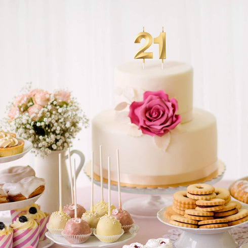 Birthday Candles Numeral Candles Cake Topper Decoration for Birthday Party Wedding Anniversary Celebration Supplies(Gold,21st)...