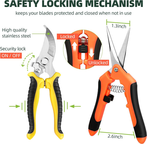3 Pack Garden Pruning Shears, Stainless Steel Garden Shears, Gardening Shears, Gardening Scissors, Garden Scissors, Garden Clippers, Pruning Snips...