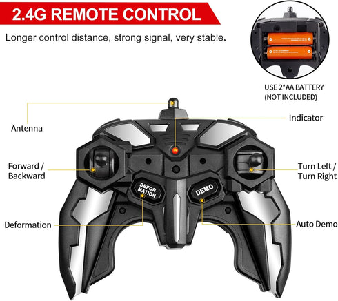 Transform Rc Cars for Boys 4-7 8-12, 2.4Ghz 1:18 Scale Remote Control Car Transforming Robot, One-Button Deformation 360° Rotation and Drift Car T...