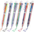 EEOYU 6 Pack Multicolor Pens 0.5mm 6-in-1 Retractable Ballpoint Pens 6 Colors Transparent Barrel Ballpoint Pen for Office School Supplies Students...