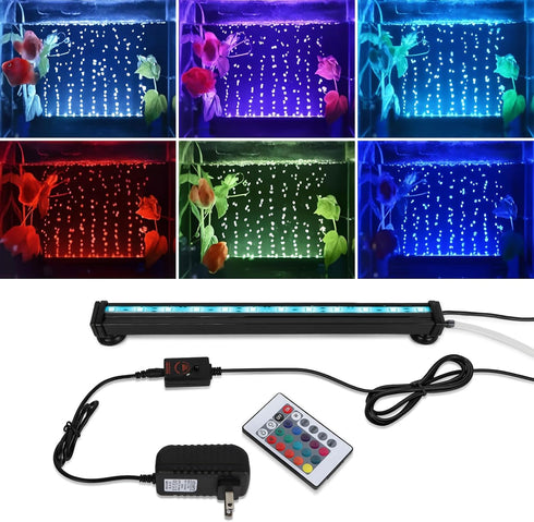 9.05 inch Submersible Aquarium Light, Fish Tank Light with Air Bubble Hole, RGB Color Changing Brightness Adjustable IP68 Waterproof Remote Contro...