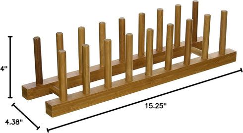 Lipper International 887 Bamboo Wood Plate Rack and Pot Lid Holder, 15-3/8" x 4-3/8" x 4"...