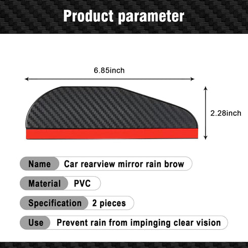 Hawyet 2 PCS Car Rearview Mirror Rain Eyebrow, 6.85" x 2.28" Soft PVC Thickened Carbon Fiber Pattern Reflective Mirror Fog Cover, Anti-Vision Bloc...