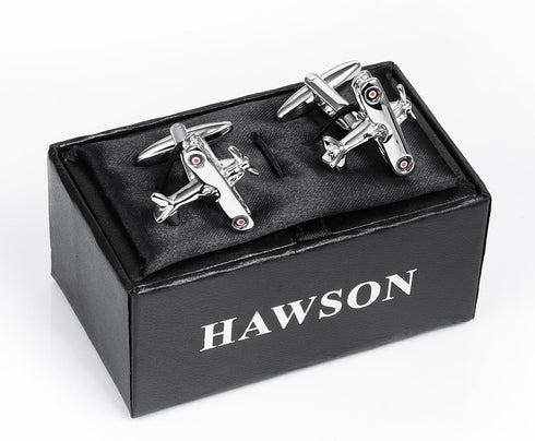 Silver Tone Airplane Cufflinks For Men With Gift Box....