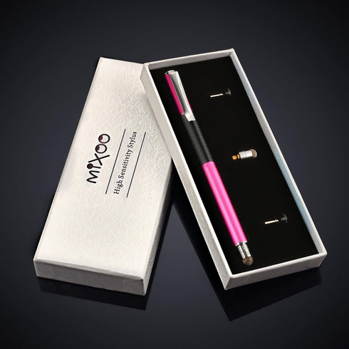 Mixoo 2-in-1 Precision Disc & Fiber Stylus with 3 Replaceable Tips for Capacitive Touch Screen Devices (Purple)...