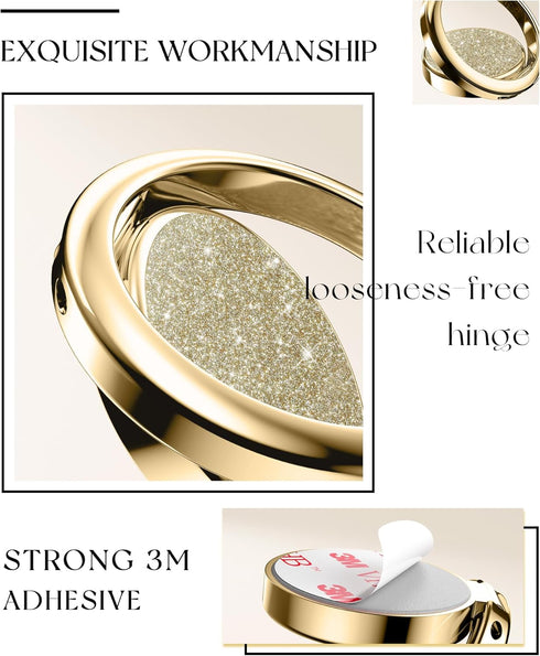 MIODIK Glitter Cell Phone Ring Holder Stand, 360° Rotation & 180° Adjustable Metal Finger Kickstand, Sparkle Phone Grip for iPhone 15/Plus/14/13/1...