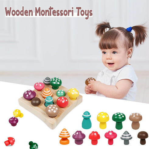 Wooden Toys Mushroom Toy Harvest Game Montessori Educational Learning Shape Sorting & Number Matching Games Sensory Training Easter Birthday Gift ...