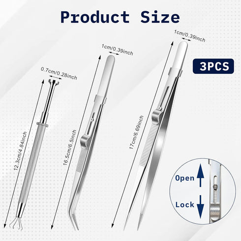 3Pcs Diamond Stone Jewelers Tools Holder Pick Up Tool Jewelry Tweezers 4 Prongs Holder Diamond Claw Tweezers Fine Point Tip Straight Tweezer and L...