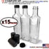 Quadra Bottles 8.5 Oz 15 Sets of Premium Commercial Grade Glass Square Bottle Leak Proof Airtight Plastic Screw Cap Lids Shrink Capsule - European...