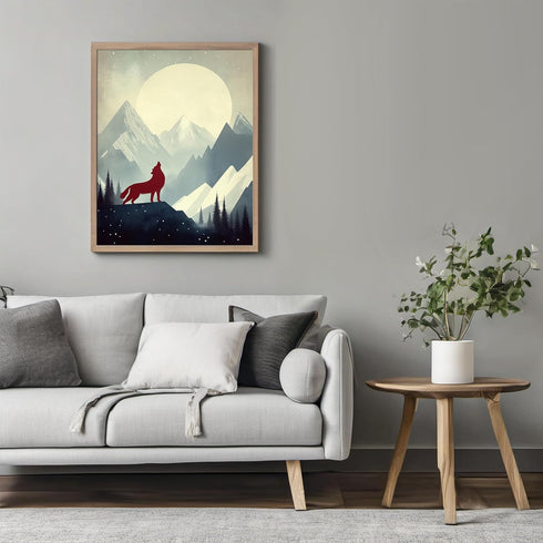 Posterizer 1 pcs-beautiful howling lone wolf under the full moon 3-Art for Animal Lovers Gift for Art Lovers Decorations for Bedroom, Office, Livi...