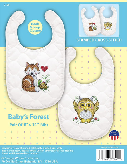 Design Works Crafts Janlynn Stamped for Cross Stitch Bib Kit, Baby's Forest, Small...
