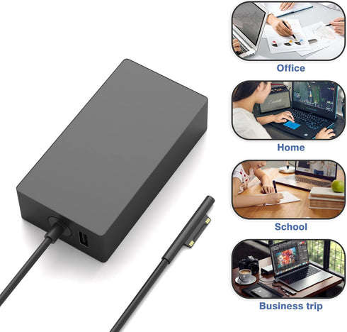 65W Surface Pro Charger for Microsoft Surface Pro 10,9,8,7+,7,6,5,4,3 X,Windows Surface Laptop 1,2,3,4,5,6,Studio Surface Go 1,2,3 Surface Book 3,...