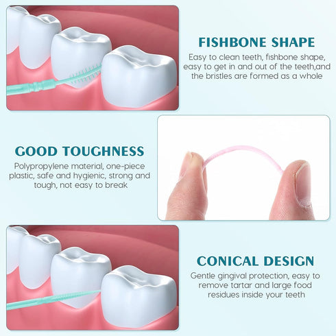 Toothpicks,Tooth Picks Flossers with Bristles,Double-Side Dental Picks,Plastic Toothpicks Disposable,Portable Package(40 Count×2Pack)...