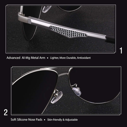 GQUEEN Classic Military Style Pilot Polarized Sunglasses Spring Hinges Al-Mg for mens womens MOS1...