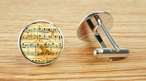 Custom Classic Jewelry Tuxedo Shirt Sliver Cufflinks Men's Unique Business Wedding Gifts (Music Notes)...