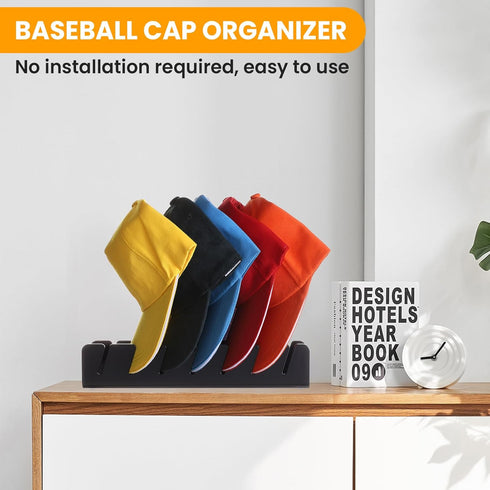 Baseball Hat Storage and Display Rack, Acrylic Organizer, Installation-Free, Holds 14 Hats for Bedroom, Closet and Dresser2pcs (1 Black + 1 Clear)...