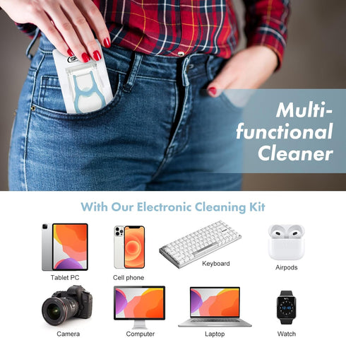 11-in-1 Keyboard Cleaning Kit, Laptop Cleaning Kit Keyboard Brush Cleaner Electronics Cleaner for Cell Phone/Earbuds/Camera Lens/Computer with Mul...