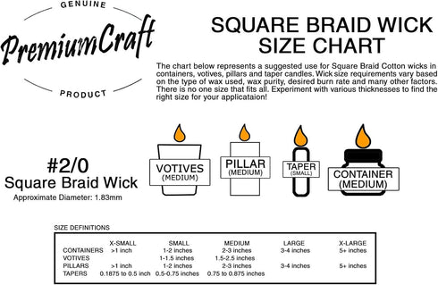 Square Braid Cotton Candle Wick - #2/0...