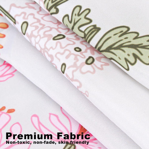 Long Vintage Floral Shower Curtain 72 x 78 Inch, Wildflower and Herb Shower Curtain with 12 Hooks, Waterproof Fabric Flower Bathroom Shower Curtai...
