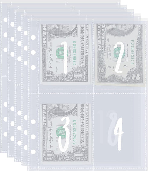 AIERSA 50 Sheets 100 Envelopes Money Saving Challenge A5 Ring Binder Inserts for Replacement, Pre-labeled 1-100 Money Pouches for Cash Stuffing...