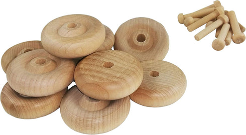 Wood Wheels - 12 Pack with Free Axle Pegs - Made in USA (1.5" Diameter)...