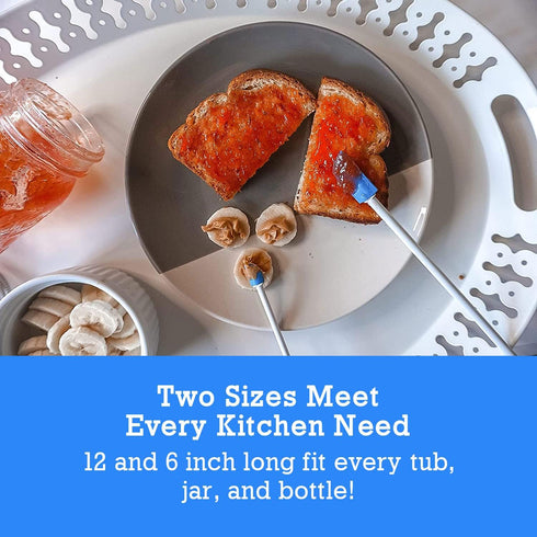 Spatty Daddy Kitchen Spatula Set (6 and 12 Inch Blue) Shark Tank Mom Made to Scrape Last Drop From Jars, Ketchup, Icing, Peanut Butter, Spreading ...