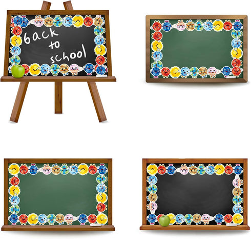 Whaline 32.8ft Outer Space Bulletin Board Borders Cartoon Solar System Die-Cut Rolled Border Trim for School Classroom Office Chalkboard Decoratio...