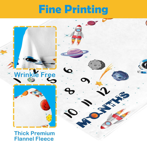 Space Baby Stuff, Rocket Baby Month Blanket for Newborn Photo Taken - Baby Age Blanket with 2 Frame B35-1...