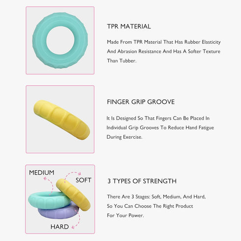 Hand Strengthener Grip Ring Exercisers Squeezer Gripper for Muscle Strengthening Training Tool...