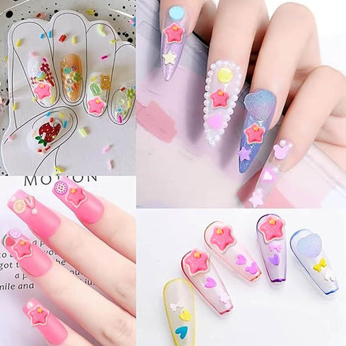 DanLingJewelry 100Pcs Pink 10mm Star Resin Cabochons Mini Flatback Nail Embellishments for DIY Art Jewelry Making Supplies...